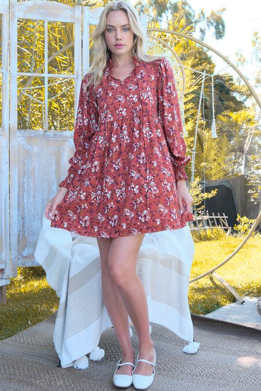 Boho Floral Babydoll Tunic Dress