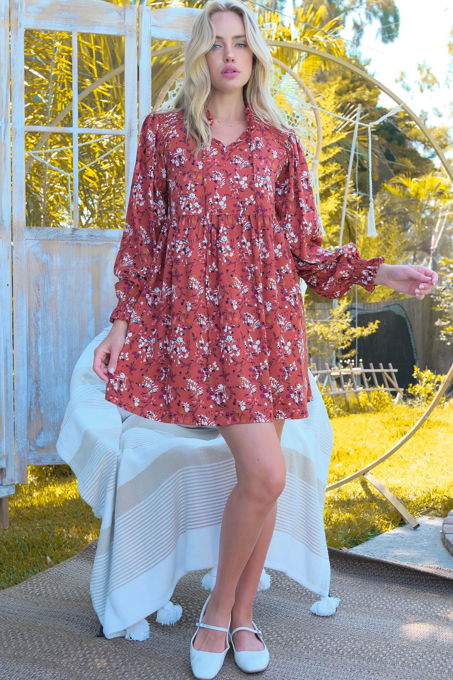 Boho Floral Babydoll Tunic Dress