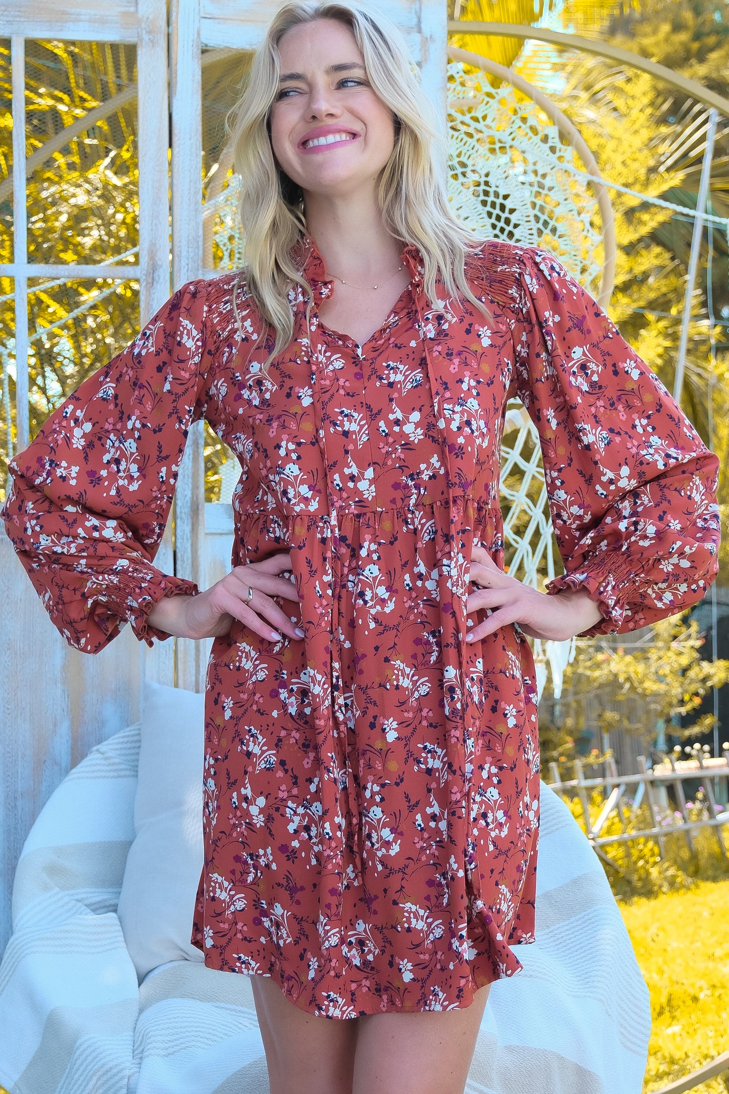 Boho Floral Babydoll Tunic Dress