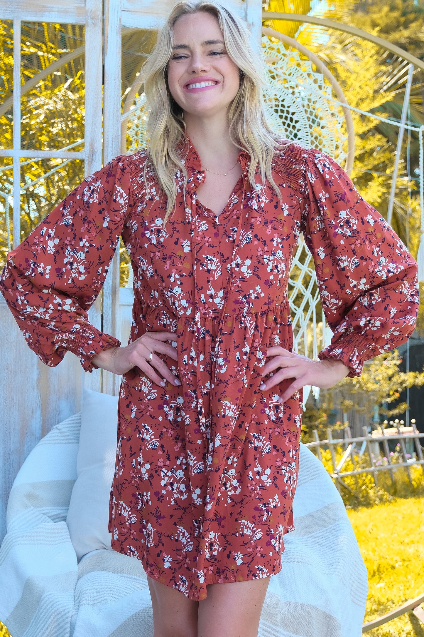 Boho Floral Babydoll Tunic Dress