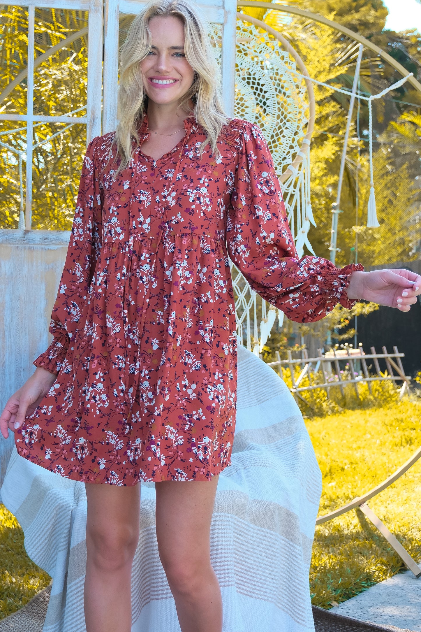 Boho Floral Babydoll Tunic Dress