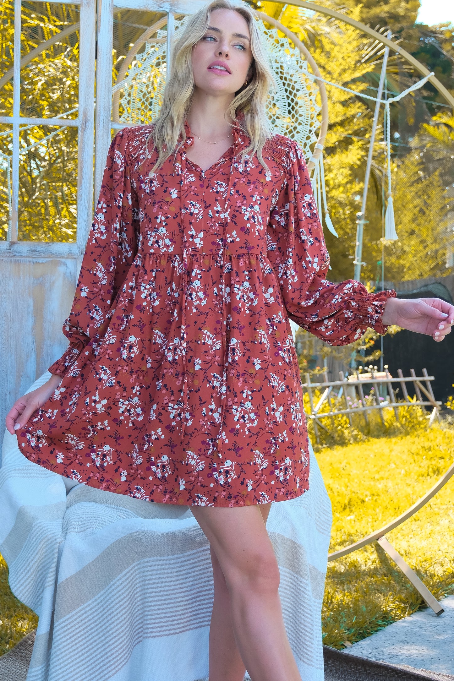 Boho Floral Babydoll Tunic Dress