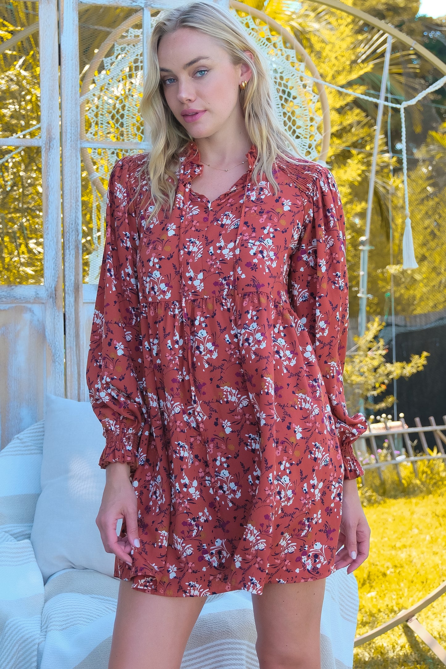 Boho Floral Babydoll Tunic Dress