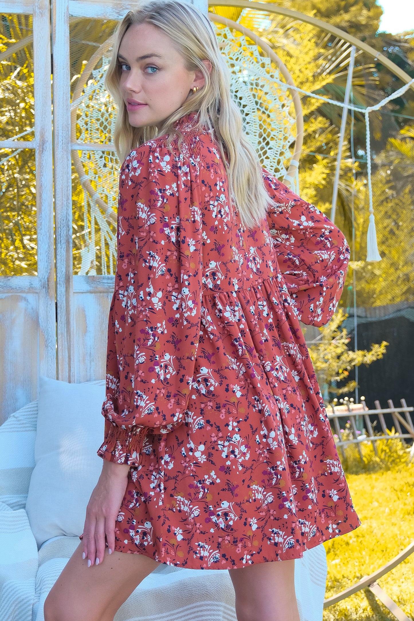 Boho Floral Babydoll Tunic Dress