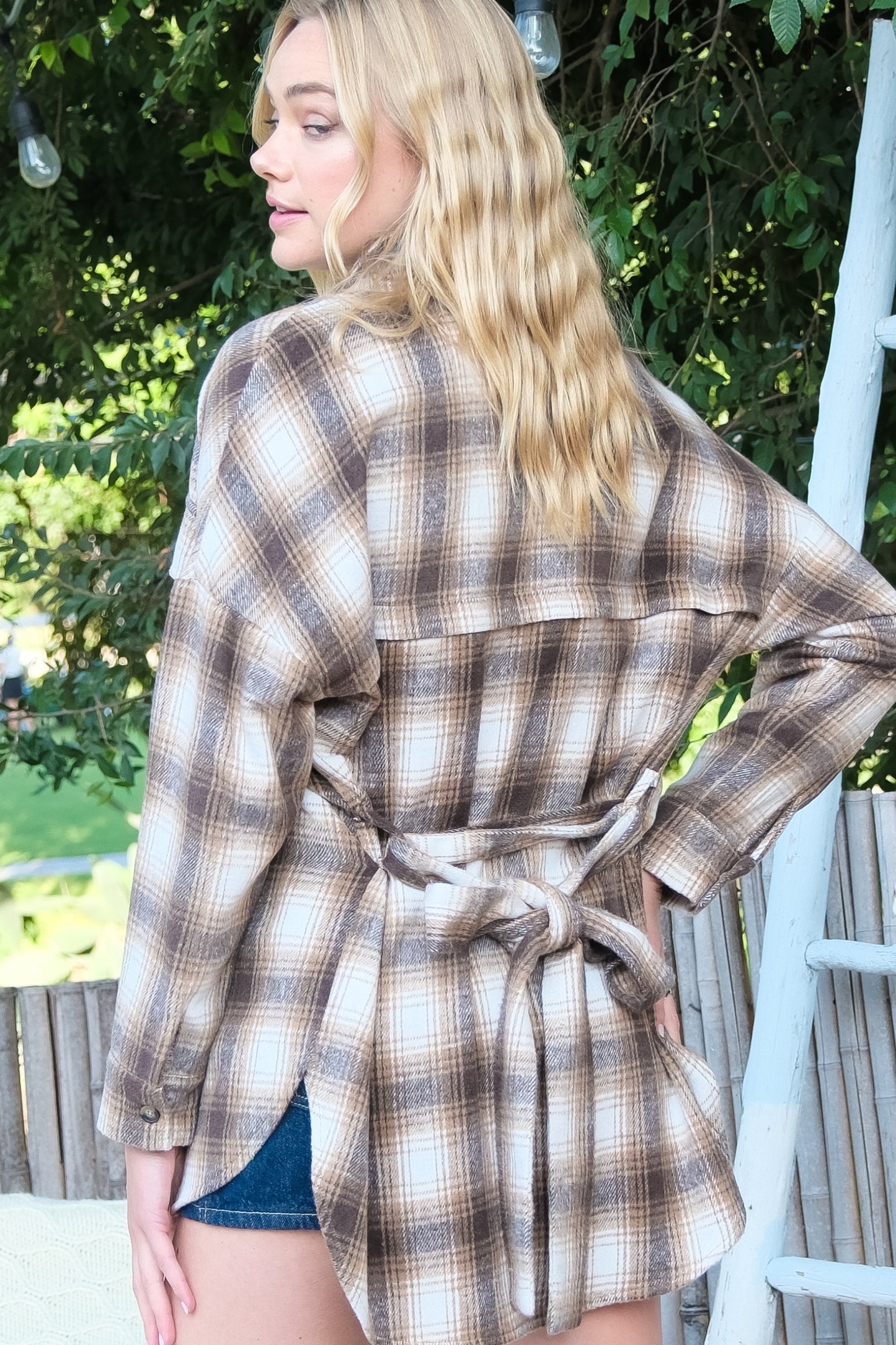 Oversized Plaid Button-Up Shirt